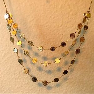 Short/Medium Layered Textured Gold Necklace